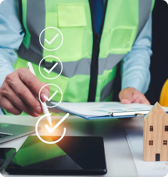 Person wearing a green safety vest